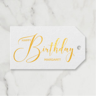 Personalized Gold Foil Happy Birthday Gift Tags