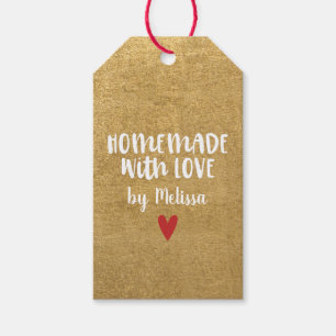 Personalized Gold Foil Homemade With Love Heart Gift Tags
