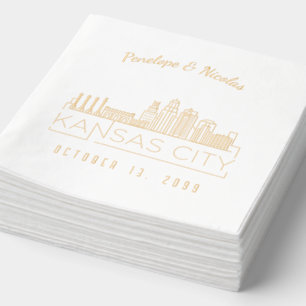 Personalized Gold Foil Kansas City Wedding Napkins