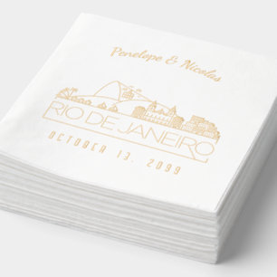 Personalized Gold Foil Rio De Janeiro Napkins