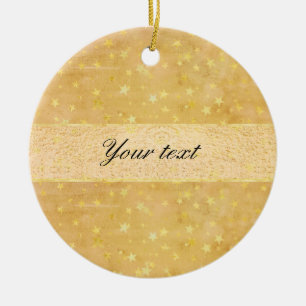 Personalized Gold Foil Stars Watercolor Ceramic Ornament