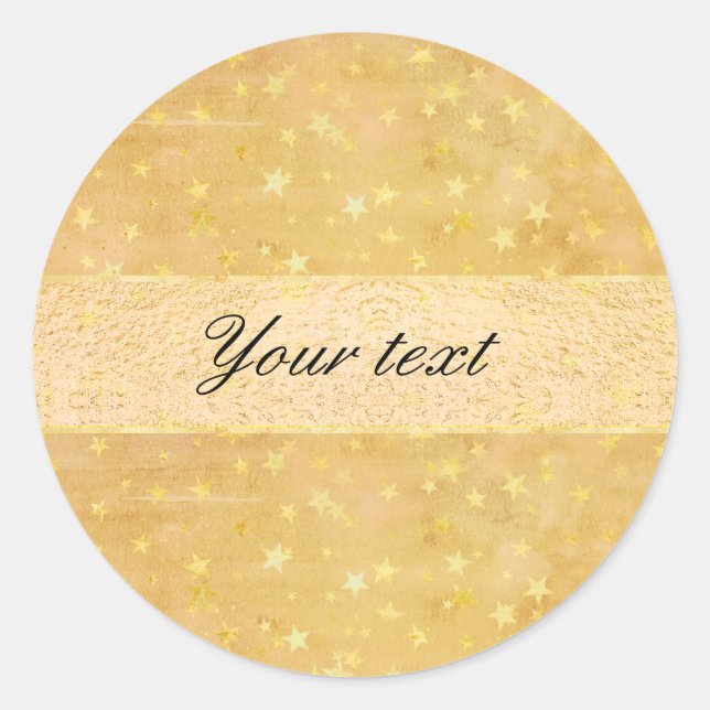 Personalized Gold Foil Stars Watercolor Classic Round Sticker (Front)