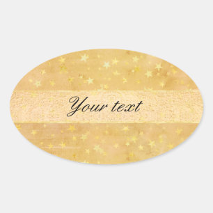 Personalized Gold Foil Stars Watercolor Oval Sticker
