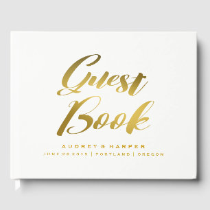 Personalized Gold Foil Wedding Guest Book