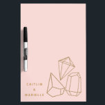 Personalized Gold Gemstones Blush Pink Dry Erase Board<br><div class="desc">This pretty personalized dry erase board is the perfect way to give your dorm room decor a stylish refresh. It features an illustration of three modern style gemstones with a glitter look to them against a blush pink background. Please note these printed products have a glittery look only and are...</div>