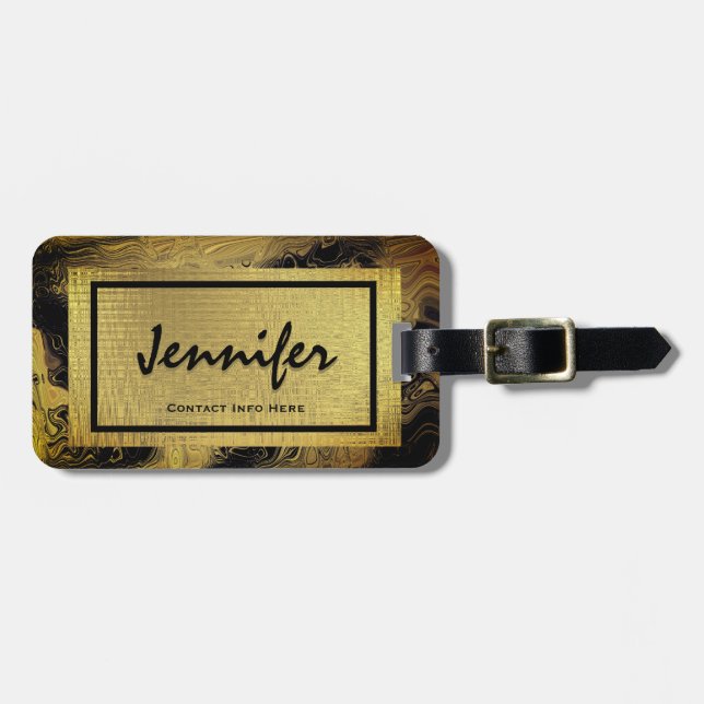 Personalized Gold Glam Luggage Tag (Front Horizontal)