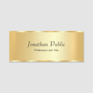 Personalized Gold Glamorous Elegant Script Trendy Name Tag