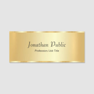Personalized Gold Glamourous Elegant Script Trendy Name Tag