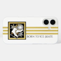 Personalized Gold Glitter Black White Ice Skating