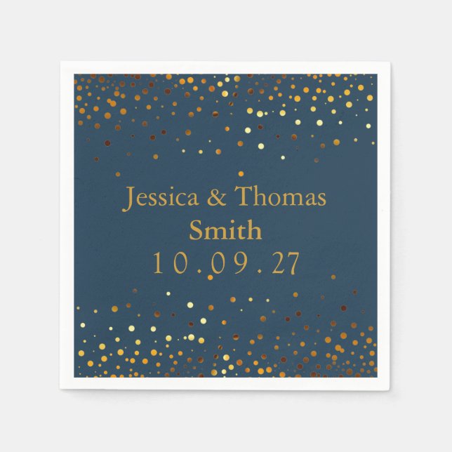 Personalized Gold Glitter Faux Foil  Napkin (Front)