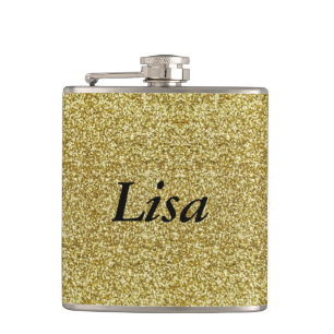 Personalized Gold Glitter Flask