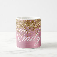 Personalized Gold Glitter Light Pink Foil