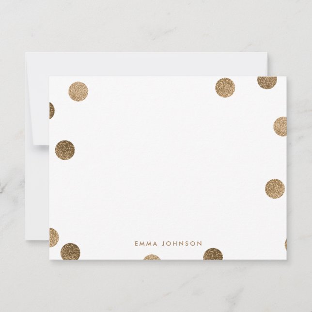 Personalized Gold Glitter Modern Polka Dot Card (Front)