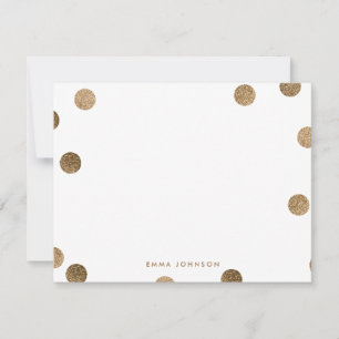 Personalized Gold Glitter Modern Polka Dot Card