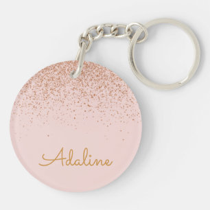 Personalized Gold Glitter Monogram Name Keychain
