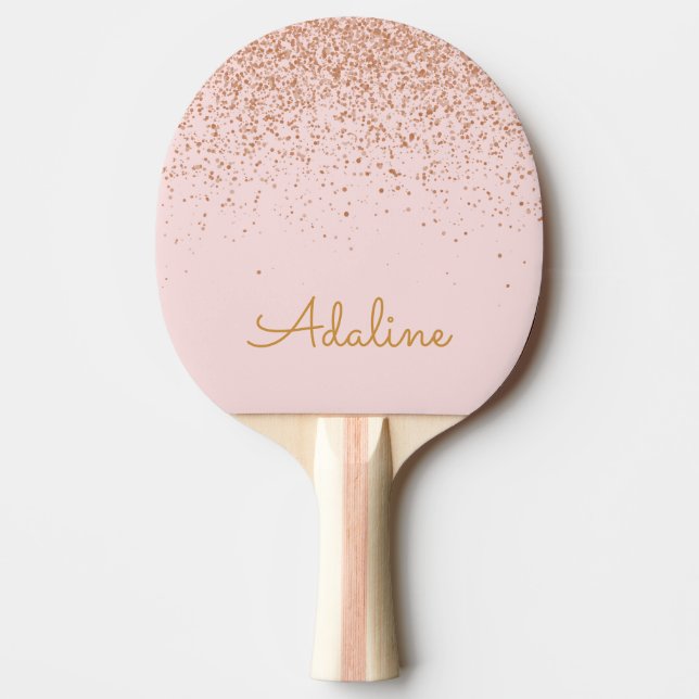 Personalized Gold Glitter Monogram Name Ping Pong Paddle (Front)