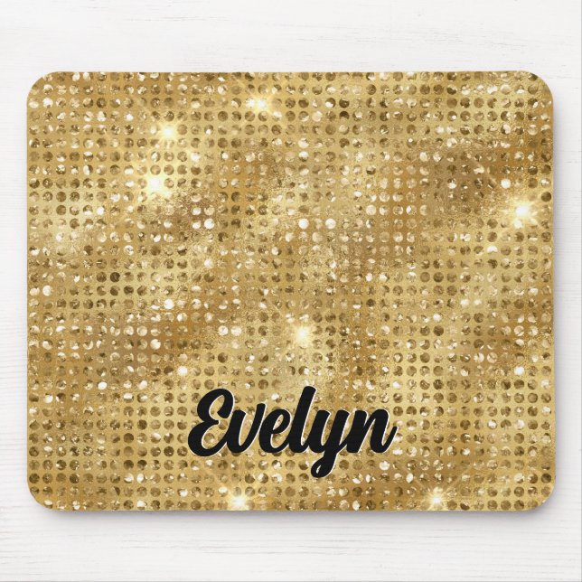 Personalized Gold Glitter Mouse Pad (Front)