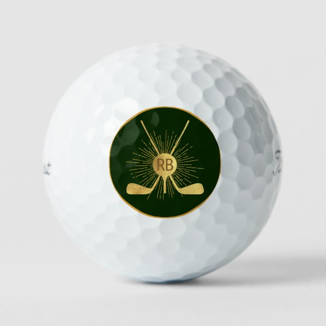 Personalized Gold Golf Clubs Balls (Front)