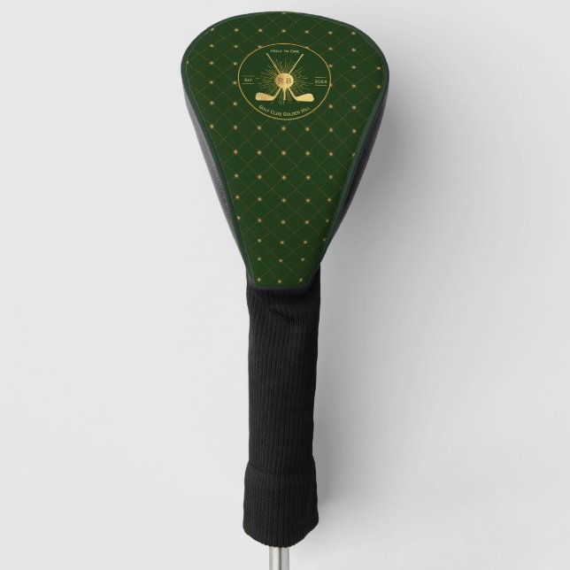 Personalized Gold Golf Clubs Head Cover (Front)