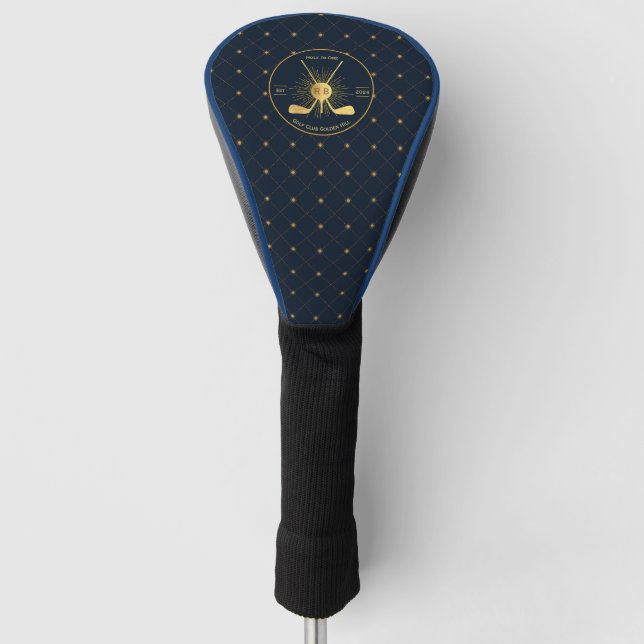 Personalized Gold Golf Clubs Head Cover (Front)