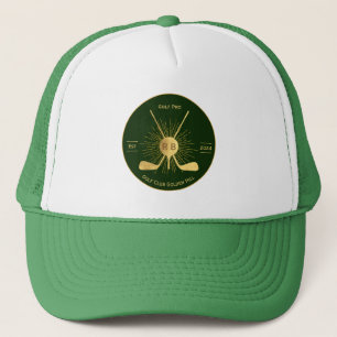 Personalized Gold Golf Clubs Trucker Hat
