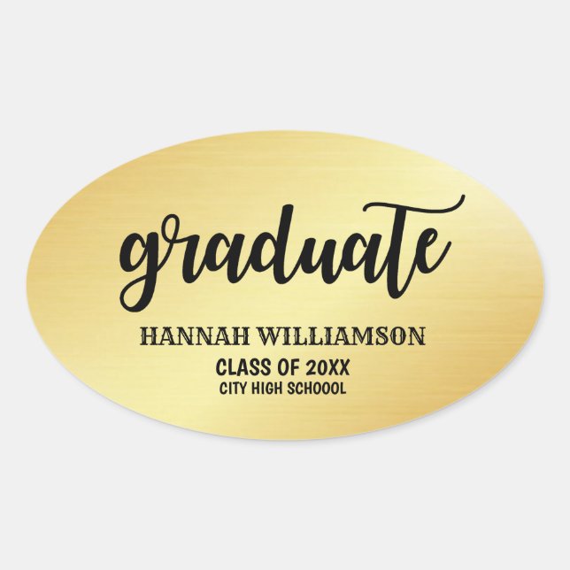 Personalized Gold Graduate of 2018 Oval Sticker (Front)