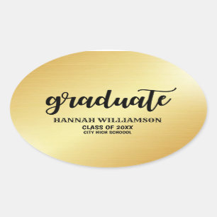 Personalized Gold Graduate of 2018 Oval Sticker