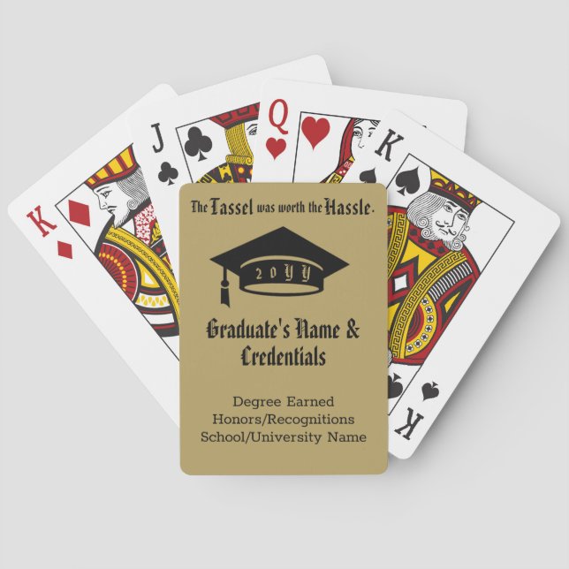Personalized Gold Graduation Cap and Tassel Playing Cards (Back)