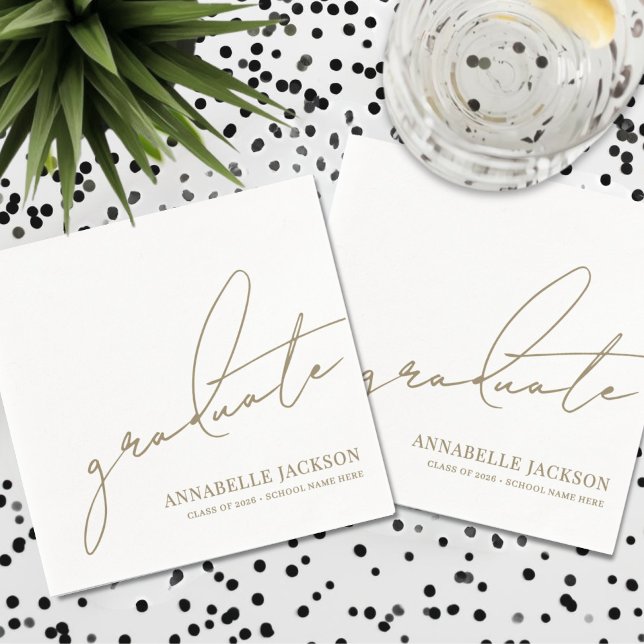 Personalized Gold Graduation Napkin (Personalized Gold Graduation Napkins)