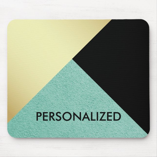Personalized Gold Green & Black Abstract Pattern Mouse Pad (Front)