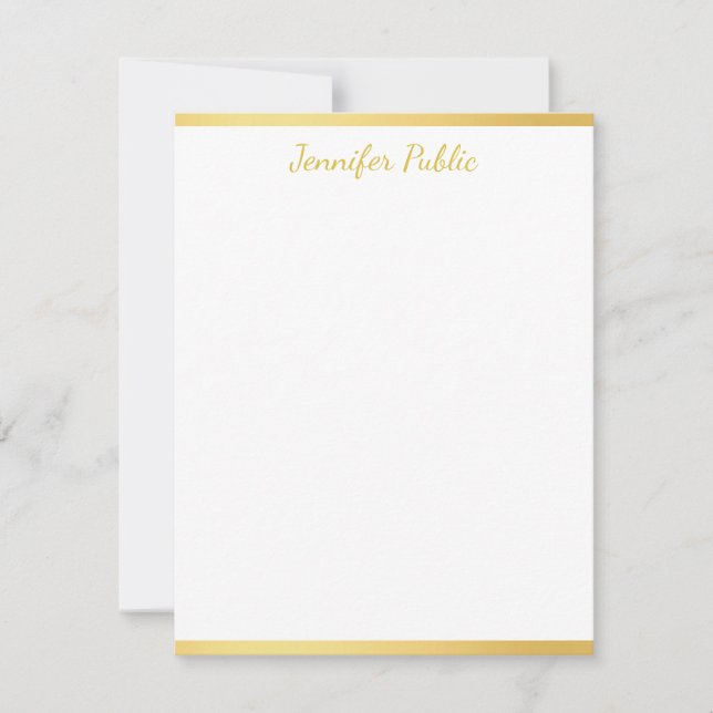 Personalized Gold Hand Script Name Vertical Card (Front)