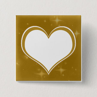 Personalized Gold Heart 2 Inch Square Button