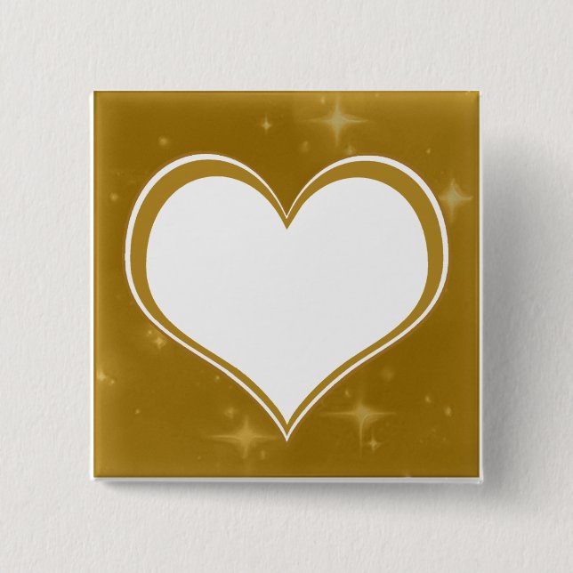 Personalized Gold Heart  2 Inch Square Button (Front)