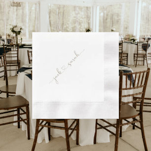 Personalized Gold Heart Font Names Wedding Napkin