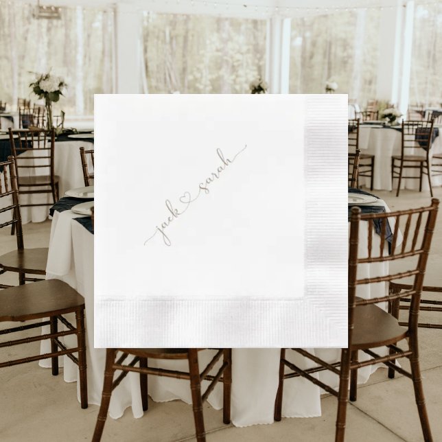 Personalized Gold Heart Font Names Wedding Napkin (Creator Uploaded)