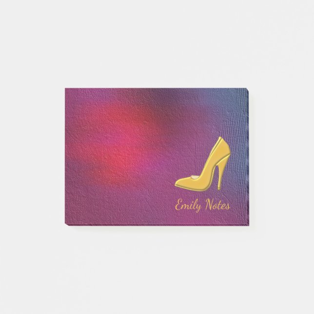 Personalized Gold high heel shoe Post-it Notes (Front)