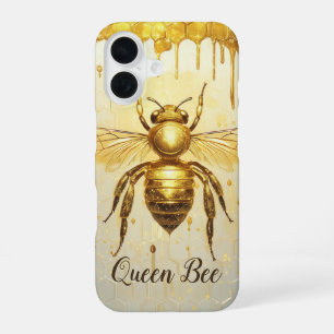 Personalized Gold Honey Bee Beehive Honeybee iPhone 16 Case