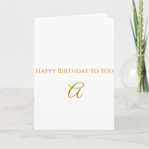 Personalized Gold Initial Happy Birthday Card