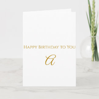 Personalized Gold Initial Happy Birthday Card