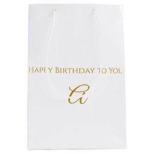 Personalized Gold Initial Happy Birthday Gift Bag