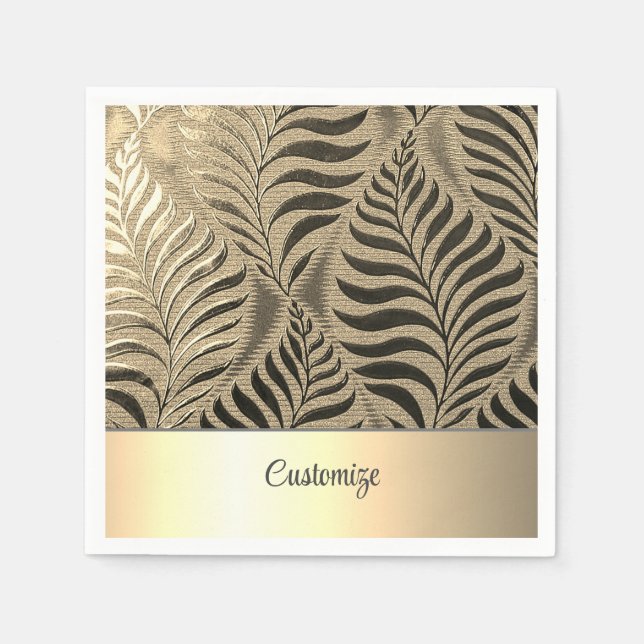 Personalized Gold Leaf Motif 2 Napkin (Front)