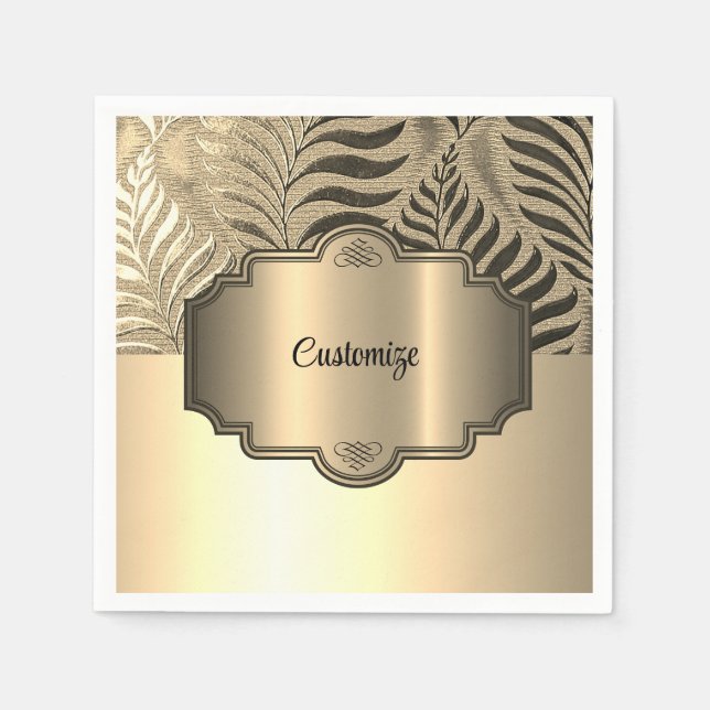 Personalized Gold Leaf Motif 3 Napkin (Front)