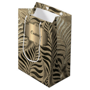 Personalized Gold Leaf Motif   Medium Gift Bag