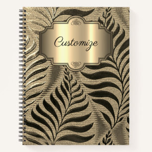 Personalized Gold Leaf Motif Notebook