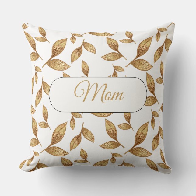Personalized Gold Leaf Throw Pillow (Front)