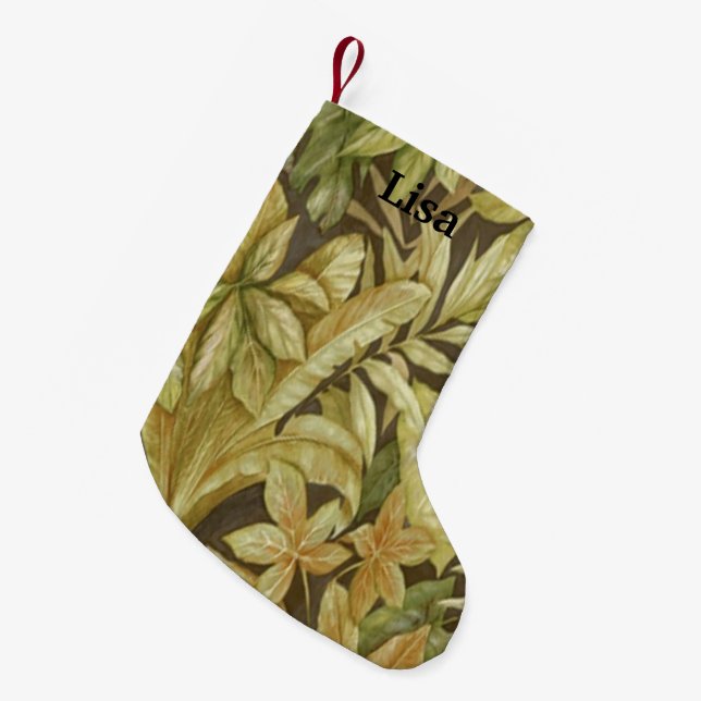 Personalized Gold Leaves Christmas Stocking (Front (Hanging))