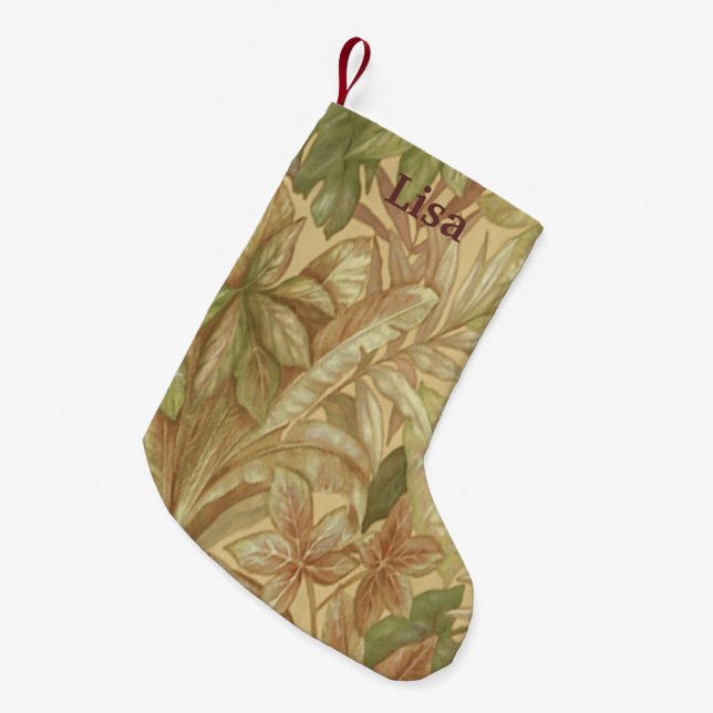 Personalized Gold Leaves Christmas Stocking (Front (Hanging))