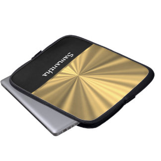 Personalized gold look and black laptop sleeve