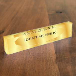 Personalized Gold Look Elegant Glamour Template Nameplate