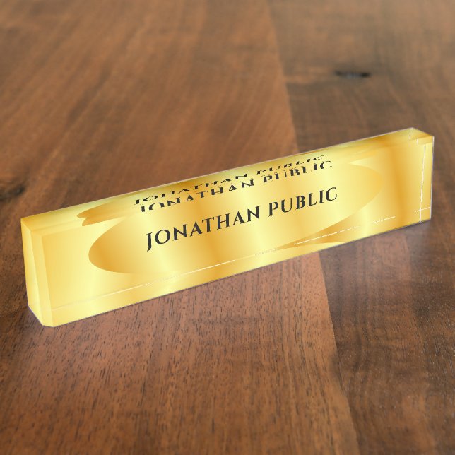 Personalized Gold Look Elegant Glamour Template Nameplate (Side)